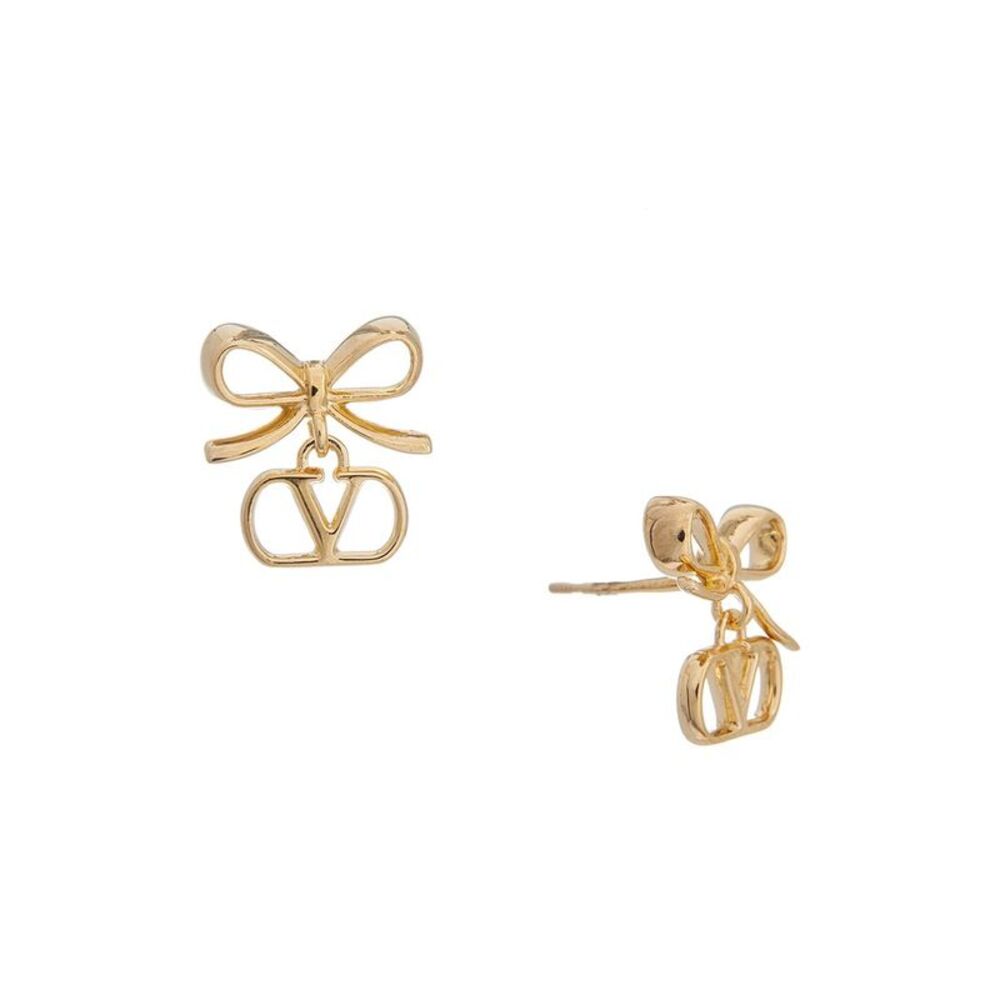 Valentino Vlogo Signature Metal Earrings, Yellow